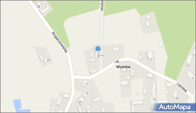 Wysoka, Lipowa, 6, mapa Wysoka