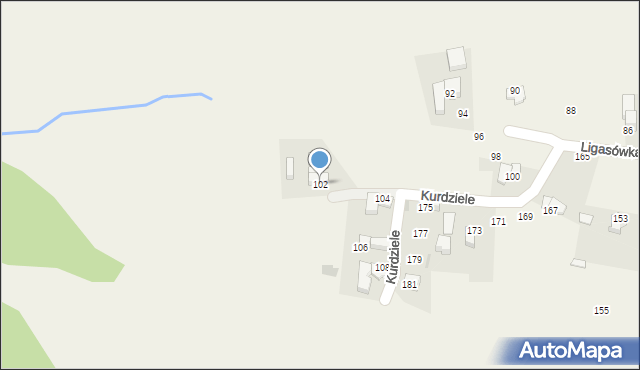 Ząb, Ligasówka, 102, mapa Ząb