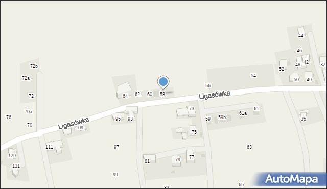 Ząb, Ligasówka, 58, mapa Ząb