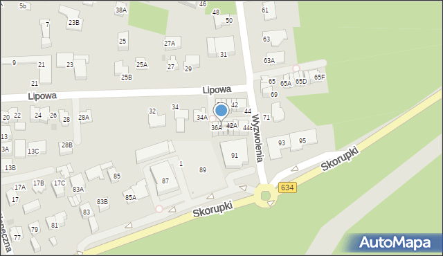 Ząbki, Lipowa, 38A, mapa Ząbki