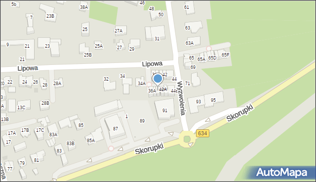 Ząbki, Lipowa, 40A, mapa Ząbki