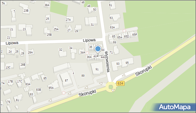 Ząbki, Lipowa, 44A, mapa Ząbki