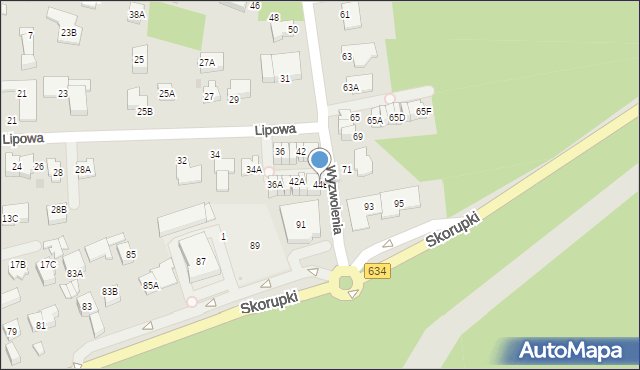 Ząbki, Lipowa, 44B, mapa Ząbki