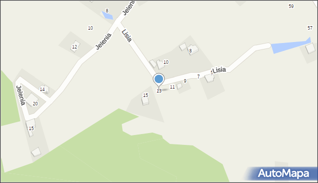 Zabrzeg, Lisia, 13, mapa Zabrzeg