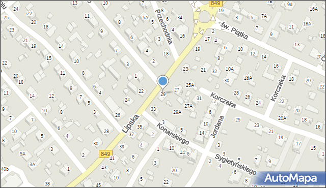 Zamość, Lipska, 29, mapa Zamościa