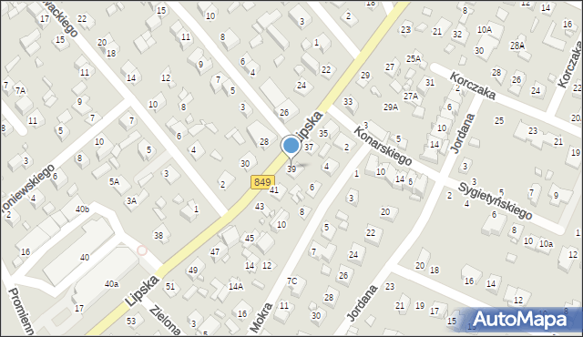 Zamość, Lipska, 39, mapa Zamościa