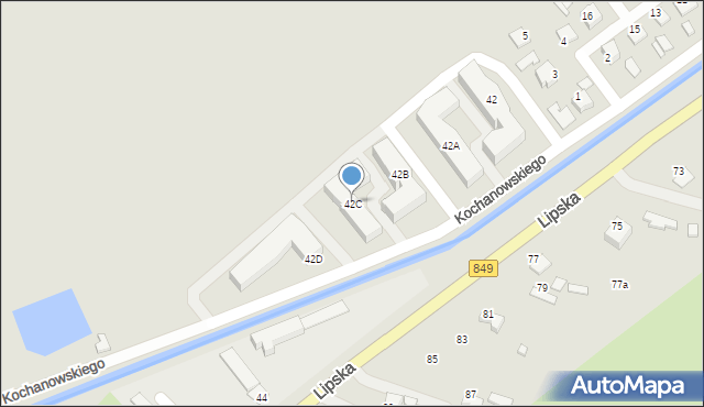 Zamość, Lipska, 42C, mapa Zamościa