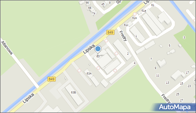 Zamość, Lipska, 63, mapa Zamościa