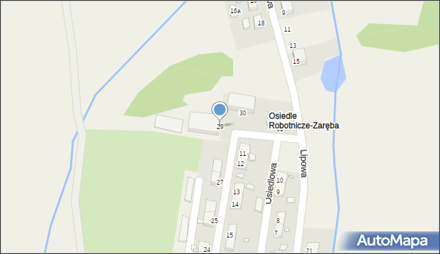Zaręba, Lipowa, 29, mapa Zaręba