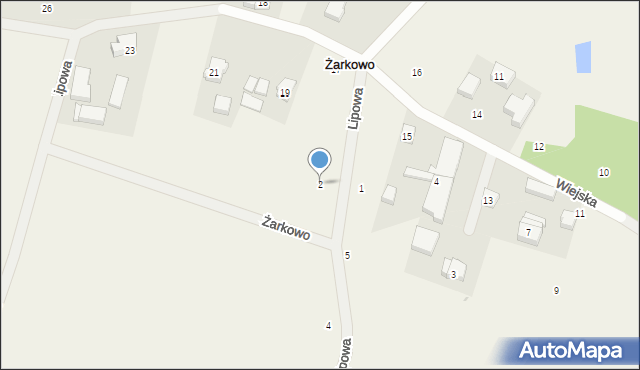 Żarkowo, Lipowa, 2, mapa Żarkowo
