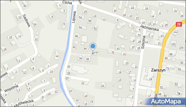 Zarszyn, Lipowa, 40, mapa Zarszyn