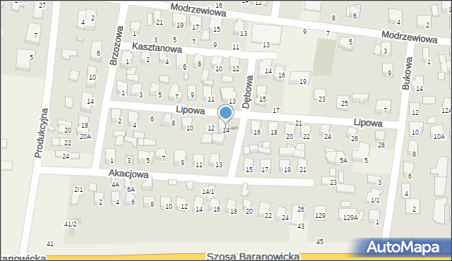 Zaścianki, Lipowa, 14, mapa Zaścianki