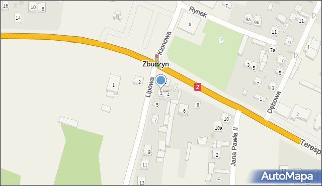 Zbuczyn, Lipowa, 1, mapa Zbuczyn