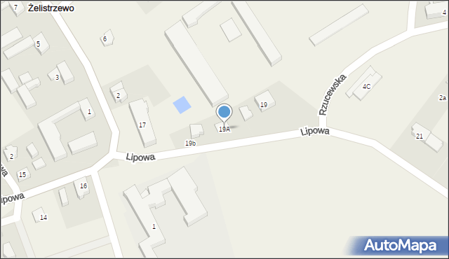 Żelistrzewo, Lipowa, 19A, mapa Żelistrzewo