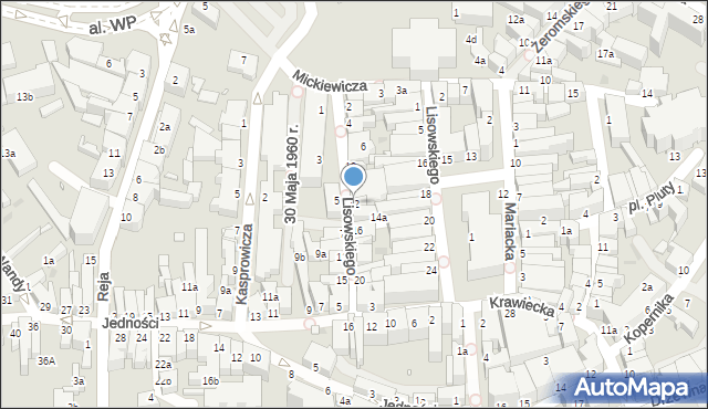 Zielona Góra, Lisowskiego Kazimierza, 12, mapa Zielona Góra