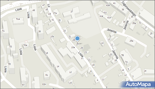 Zielona Góra, Lisia, 27, mapa Zielona Góra