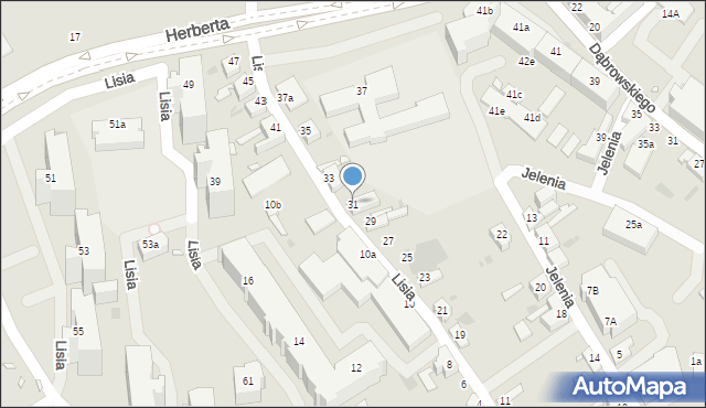 Zielona Góra, Lisia, 31, mapa Zielona Góra