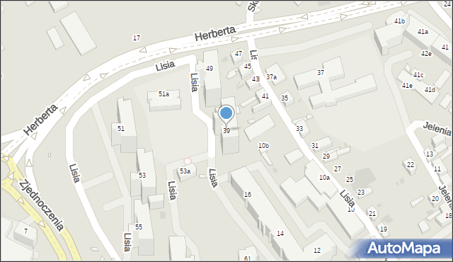 Zielona Góra, Lisia, 39, mapa Zielona Góra