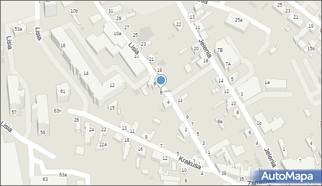 Zielona Góra, Lisia, 6, mapa Zielona Góra