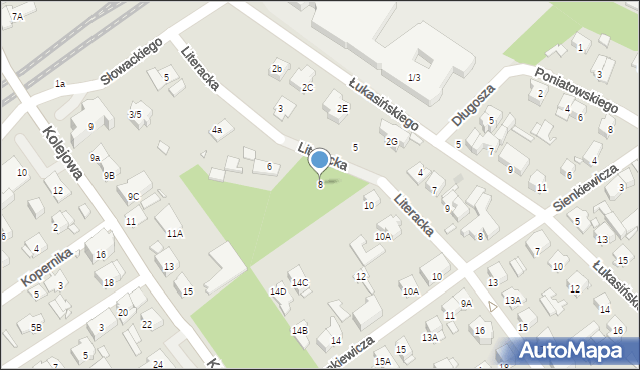 Zielonka, Literacka, 8, mapa Zielonka