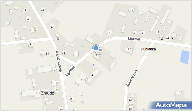 Żmudź, Lipowa, 8, mapa Żmudź