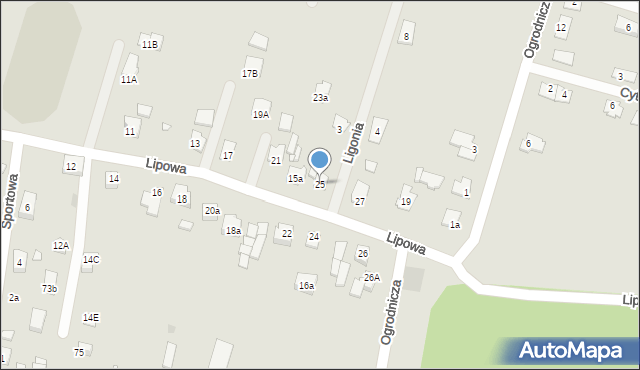 Żory, Lipowa, 25, mapa Żor