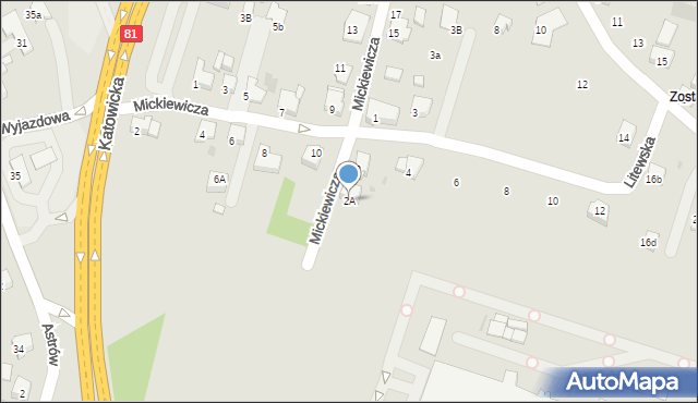 Żory, Litewska, 2A, mapa Żor