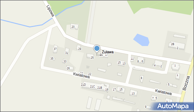 Żuława, Lipowa, 23, mapa Żuława
