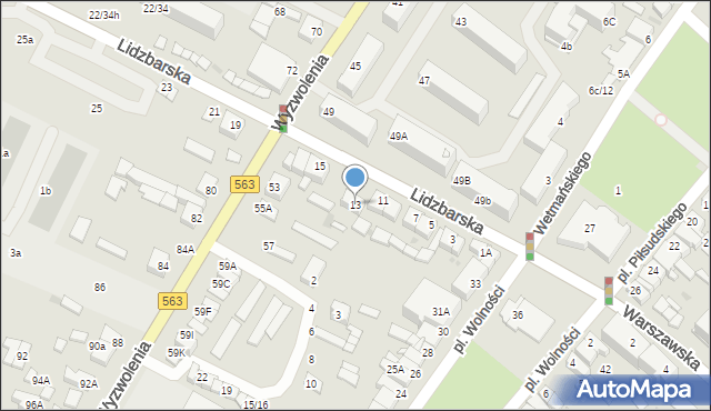 Żuromin, Lidzbarska, 13, mapa Żuromin