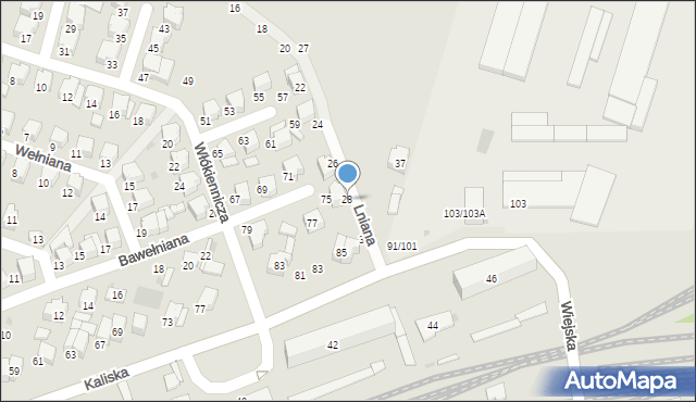 Łowicz, Lniana, 28, mapa Łowicza