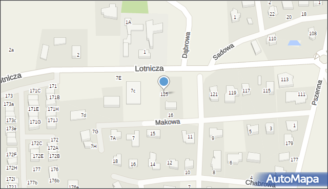 Banino, Lotnicza, 125, mapa Banino