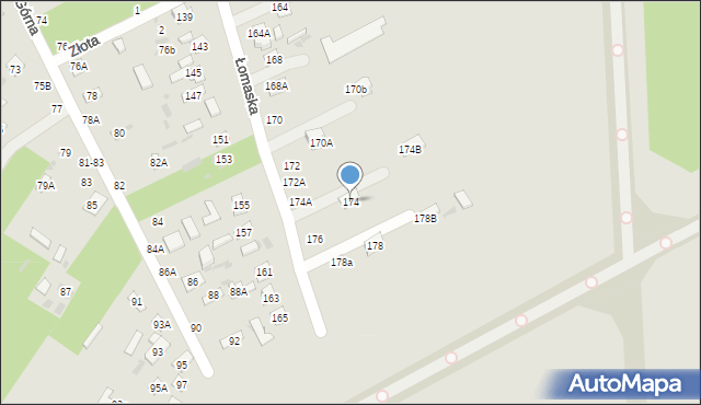 Biała Podlaska, Łomaska, 174, mapa Białej Podlaskiej