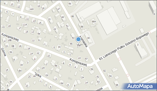 Biała Podlaska, Łomaska, 55a, mapa Białej Podlaskiej