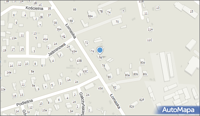 Biała Podlaska, Łomaska, 76, mapa Białej Podlaskiej