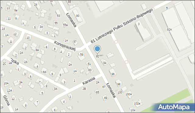 Biała Podlaska, Łomaska, 92, mapa Białej Podlaskiej