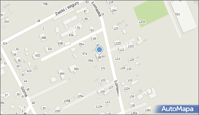 Biała Podlaska, Łomaska, 99, mapa Białej Podlaskiej