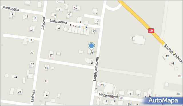 Białystok, Logarytmiczna, 16, mapa Białegostoku