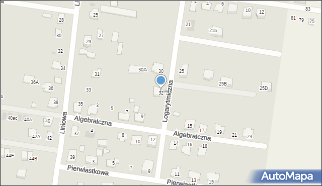 Białystok, Logarytmiczna, 32, mapa Białegostoku