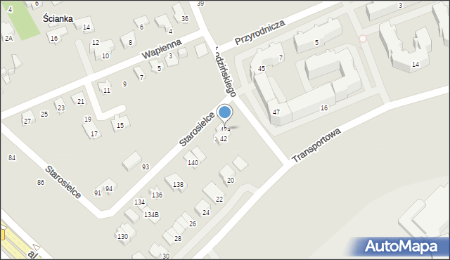 Białystok, Łodzińskiego Piotra, 42a, mapa Białegostoku