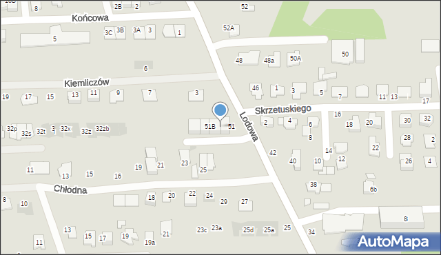 Białystok, Lodowa, 51A, mapa Białegostoku