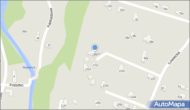 Bielsko-Biała, Łowiecka, 100c, mapa Bielsko-Białej