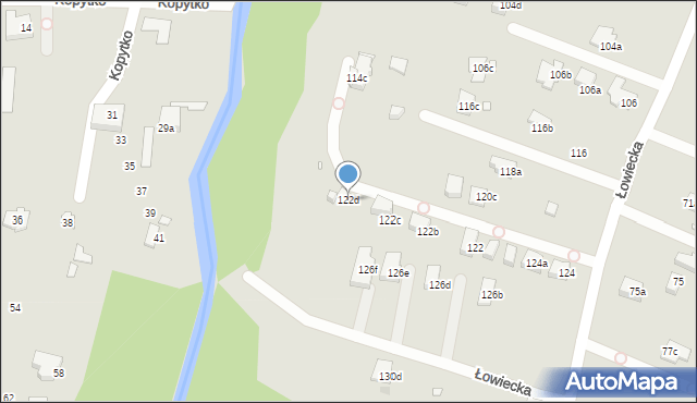 Bielsko-Biała, Łowiecka, 122d, mapa Bielsko-Białej