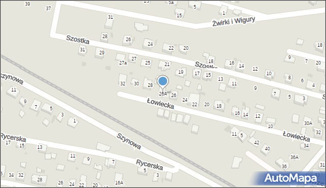 Bieruń, Łowiecka, 26A, mapa Bieruń