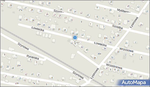 Bieruń, Łowiecka, 5, mapa Bieruń