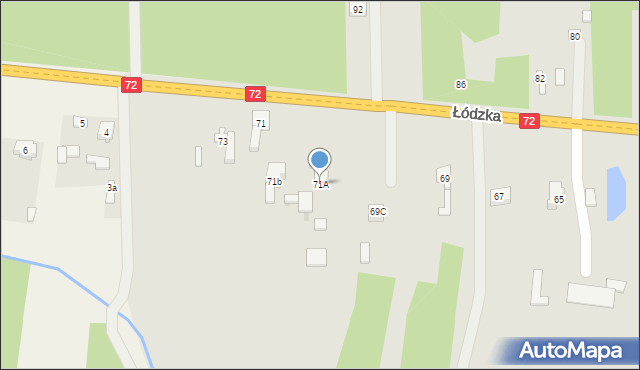 Brzeziny, Łódzka, 71A, mapa Brzeziny