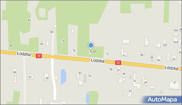 Brzeziny, Łódzka, 74, mapa Brzeziny