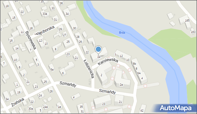Bydgoszcz, Łobżenicka, 14, mapa Bydgoszczy