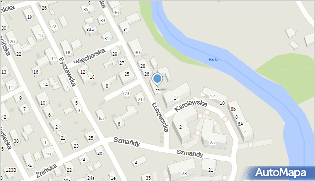 Bydgoszcz, Łobżenicka, 22, mapa Bydgoszczy