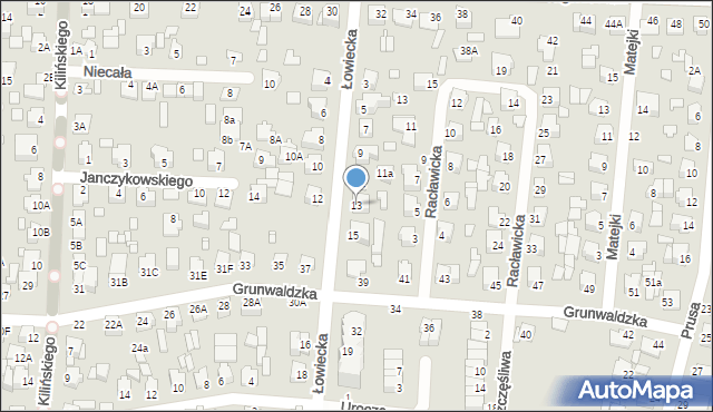 Chełm, Łowiecka, 13, mapa Chełma