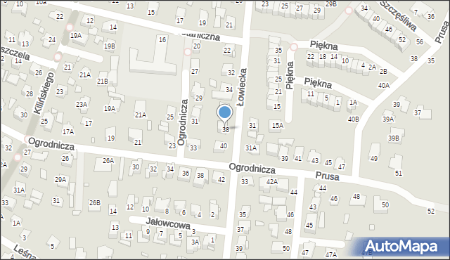 Chełm, Łowiecka, 38, mapa Chełma